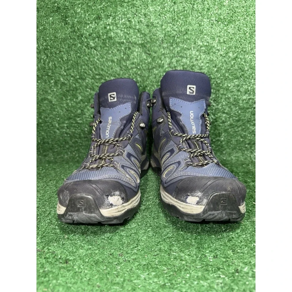 Salomon X Ultra 3 Gore Tex Women Size 8.5 Blue Hiking Trail Boots Hi Top Sneaker